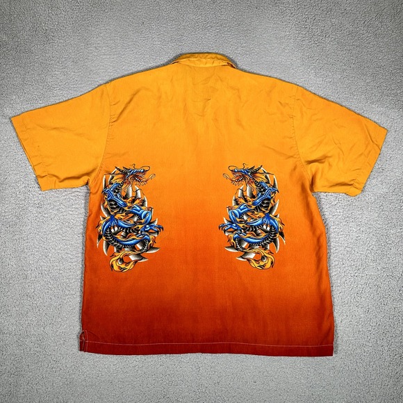 J/E/T Shirt Mens Large Ombre Dragon Tattoo 100% Polyester Y2K Streetwear Casual - Picture 9 of 9